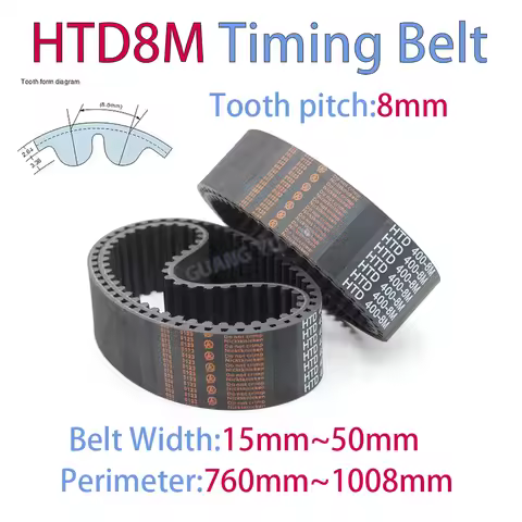 HTD8M Rubber Timing Belt Width15-50mm Length 8M760 768 776 784 792 800 808 816 824 832 840 848 856 8
