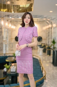 ชุดผ้าไทยสวยๆ  เดรสผ้าไทย เดรสผ้ามัดหมี่เปลือกไม ชุดทำงานผ้าไทย ชุดทำงานคุณครู ชุดเดรสลายไทย ชุดไปวั