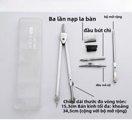 Bộ Dụng Cụ Vẽ Đa Năng Deli Metal Large Stainless Steel Compass Rèm Thước Công Cụ Vẽ Cho Học Sinh Bộ 