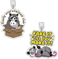 Set 2Pcs Easily Overwhelmed Club, Fake It Till You Make It Kindle Charms Dust Plug Charm 1.5 Inches 