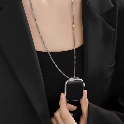 For Apple Watch Necklace Feather Pendant Metal Bracelet Jewelry Accessories for IWatch S11 S10 Ultra