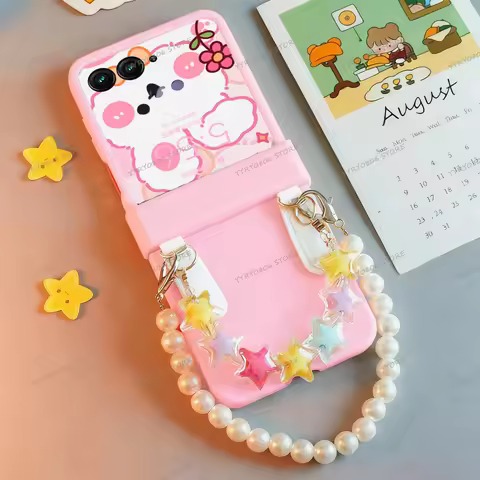 Simple Cute Star Pearl Bracelet Chain Candy Color Case for Motorola Razr 70Ultra 70 Razr 60Ultra Raz