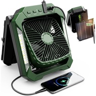 Powdeom 26800mAh Portable Fan Rechargeable with 18W Detachable Solar Panel, Quiet Battery Powered Ca