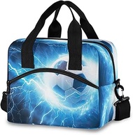 Soccer Ball Blue Lightning Cooler Tote Lunch Tote Bag Kids 11.4×7.1× 9.5 Inches