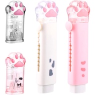 4 Pcs Cute Cat Pencils Sharpener and Erasers Set, Cute Cat Paw Kawaii School Supplies, Retractable C