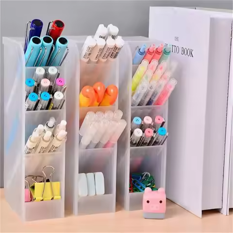 Creative Multifunctional Multi-Layer Oblique Plug In Pen Holder Desktop Storage Pen Holder Large Cap