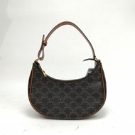 CELINE AVA豌豆包腋下包中號凱旋門印花褐色PVC金扣