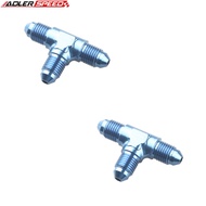 【New and Improved】 2PCS AN3 AN-3 Male Flare Union Tee T-Piece Fitting Adapter Aluminum Black/Blue