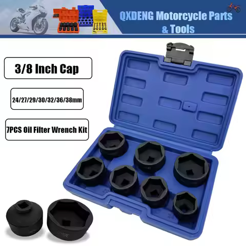 3/8" Socket Car Oil Filter Removal Wrench Kit Oil Filter Removing Tools Set For Auto Repair 24mm 27m