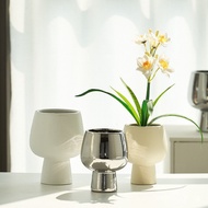 Nordic Matte Flower Pot Modern Green Plant Pot Decorative Planter Countertop Decorative Container Ta