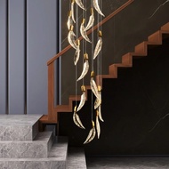 B6B2 Brand new Feather Light Loft Duplex Living Dining Room Long Acrylic Hanging Stairs Pendant Lamp