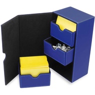 BCW Deck Vault-LX 200 - Blue | Premium Card Deck Box with 100 Sleeved Card Capacity, Magnetic Closur