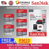 SanDisk Ultra microSD UHS-I Card for Smartphone &amp; Tablets (32GB/64GB/128GB/256gb/512gb) 150mbs Original