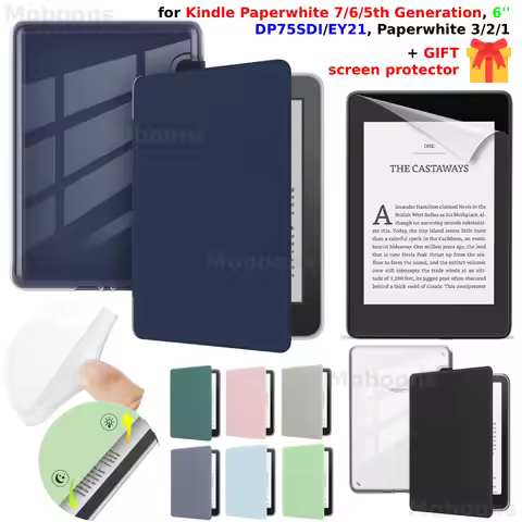 For Kindle Paperwhite 7/6/5th Gen Case + Screen Protector 6" Clear Acrylic Auto Sleep Cover Paperwhi