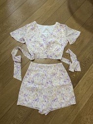 Air space 花花crop top x裙褲套裝set