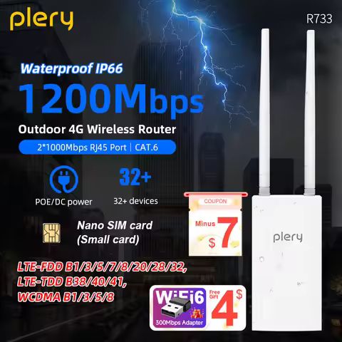 Plery WIFI 5 1200Mbps WIFI Router 2.4G/5.8G Router 5 G Sim Card IP66 Outdoor AP 24V POE CPE 1000M WA