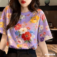 Women's T-shirts, unisex, for women, casual floral clothing, Songkran T-shirts, printed tops, casual