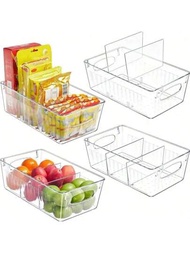 1個冰箱收納盒,清晰塑料盒適用於冰箱或冷凍庫中食物儲存,廚房,餐具室可重複使用容器