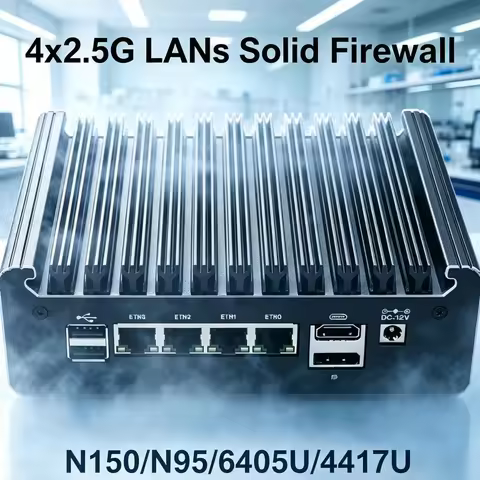 Mini 4*2.5G LANs Solid Fanless Firewall Mini PC Intel N150 N95 Pentium 6405U 4417U Home Server DDR4 