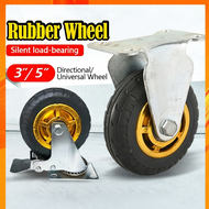 3" 5'' (125mm) Heavy Duty Black Rubber Wheel/ Brake / Swivel /Caster Roller Roda Trolley Wheel Furni