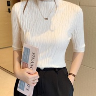 SA6770 -M'SIA Ready Stock Women Knitted Top Women Top 五分袖半高领针织衫