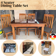 4 Seater Wooden Dining Table Set DUCO Painted Finish (FREE TOP GLASS) HEAVY DUTY Locally Made FURNITURE