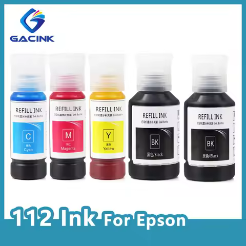 112 T112 Refill BK Pigment Ink & C M Y dye For Epson Eco Tank L6580 L15180 M15140 L6570 L6550 L6490 