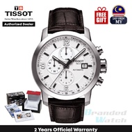 [Official Warranty] Tissot T055.427.16.017.00 Men's PRC 200 Automatic Chronograph Leather Watch (White) T0554271601700 (watch for men / clock man / tissot watch for men / tissot watch / men watch)