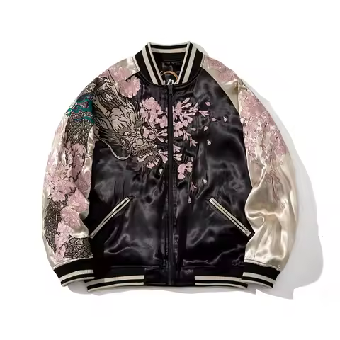 Embroidery China Style Guochao Heavy Industry Double Sided Jacket Men's Casual Embroidery Dragon Bas