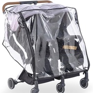 [Upgrade quality]Twin Baby Stroller Rain Cover Windshield Double Front and Rear Stroller Universal Rainproof Cozy Stroller Raincoat