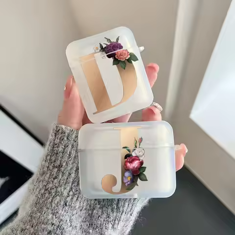 Cute Gold 26 Letters A Z Earphone Case for Airpods 4th 3rd Pro 3 2 Shockproof Cover for Airpod 2 3 1