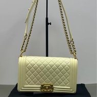 香奈兒/Chanel 限定色小雞黃 boy  復古金扣25cm
