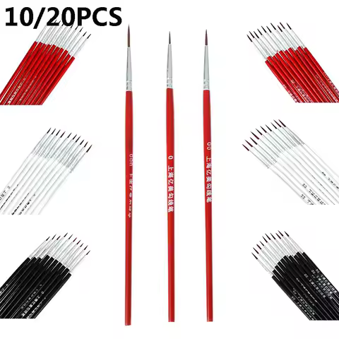 10Pcs Fine Hand Painted Thin Hook Line Pen Nail Art Supplies Makeup Drawing Pen Paint Brush Nylon Br