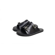 Vegetable Tanned Leather Slippers Monk Slippers _ Black Vegetable Tanned Leather Men Women Version 3
