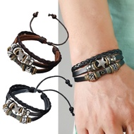 Hot Vintage Leather Bracelet Punk Star Beaded Wristband MultiLayer Leather Bracelet Jewelry Punk Wra