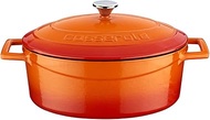 Lava 121LV-O-TC-25-K1-OG Folk Cast Iron Oval Casserole, 3.3L, Orange