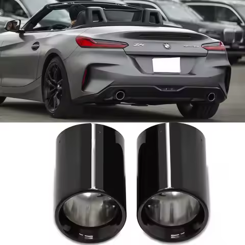 2pcs/lot Car Tailpipe Black Cover For BMW Z4 G29 Xdrive 20i 30i 2019-2024 Muffler Tip Tailpipe Repla