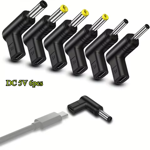 6Pcs USB Type C Female to DC 5V Male Power Charging Adapter, Multifunctional Type-C to DC Jack Plug 