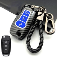 คาร์บอน ABS รถ Remote Key Case สำหรับ Ford Fusion Fiesta Mondeo Ecosport Kuga Escort Everest Ranger 