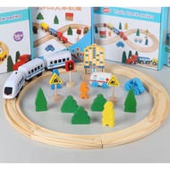 ️ Little Train Toy City Traffic Track 26-Piece Set With Electric Locomotive Wooden Educational Model