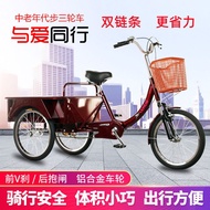 Elderly Tricycle Elderly Pedal Human Three-Wheeled Adult Leisure Shopping Cart Pedal Bicycle Manned Truck