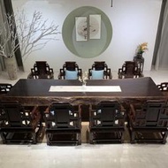 現貨：黑檀木實木大板原木茶桌椅組合茶臺餐桌老板辦公桌花梨大班臺家具