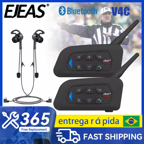 EJEAS V4C Plus Professional Referee Interphone Bluetooth 5.1 Communication System FM Radio Function 