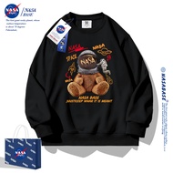 NASA ร่วมแบรนด์เสื้อยืดคอกลมสำหรับผู้ชายและผู้หญิงการ์ตูนหมีอินเทรนด์แบรนด์คู่ท็อปส์ใหม่อินเทรนด์อเม