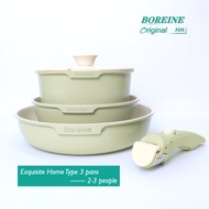 BOREINE Exquisite Kitchen Cookware Set 3 Types Of Pots Non Stick Frying Pan (20/26cm) & Soup Pot (18
