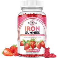 Iron Gummies - with Calcium, Zinc, Folate & Vitamin B12, C,B6 for Adults & Kids - Blood Builder & En