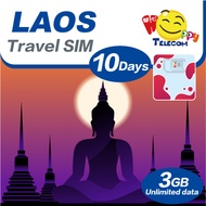 Happy Laos SIM Card | Star Telecom | 5G/4G | 10 Days | 3GB High-Speed Data + Unlimited Data | Prepai
