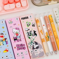 Black Ink Pens, 4 pcs, Cute Cartoon Character Pens Expression Click Mechanical Pens Unique Mechanica