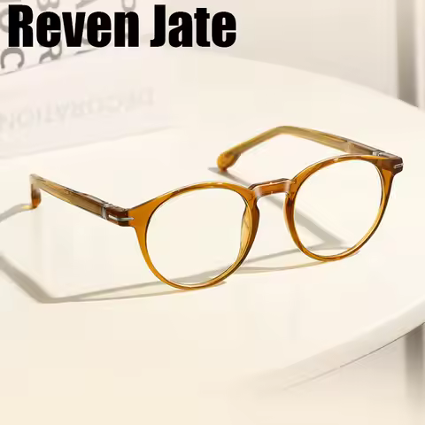 Reven 32202 Round Acetate Full Rim Eyeglasses Frame Flexible High Quality Optical Spectacles for Men
