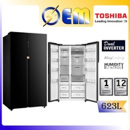 591L/623L TOSHIBA Dual Inverter Side by Side Door Fridge Peti Sejuk | Quick Cooling & Dual Motor Ref